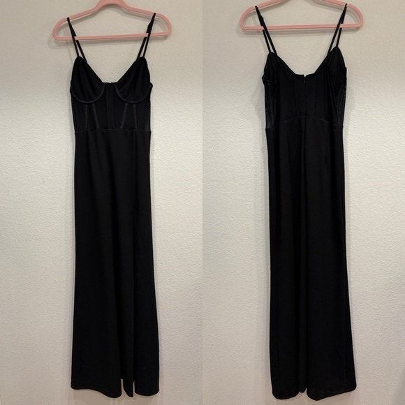NWOT Lulus Sultry Mentality Black Mesh Bustier Sleeveless Maxi Dress - Picture 5 of 9